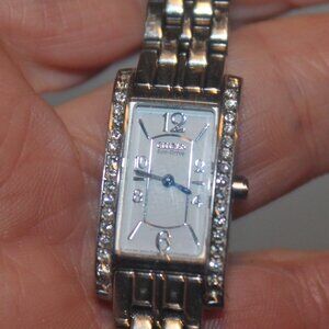 Well Made Classy Citizen Tank Silver Tone Watch with Crystal Accents